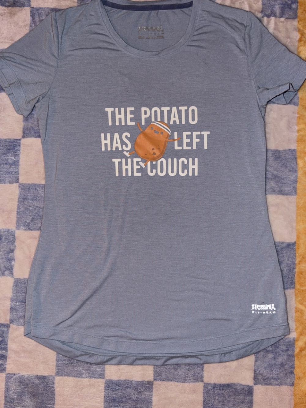 Running room lavender Graphic Tee shirt "The Potato Has Left The Couch"